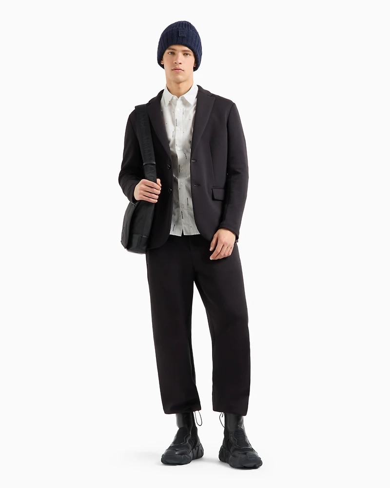 A|X Armani Exchange Men's Slim Fit Long Sleeve Button-Front Striped Logo Print Shirt