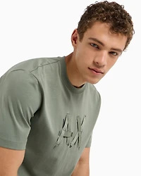 A|X Armani Exchange Men's Slim Fit Short Sleeve Crewneck Destructed Logo T-Shirt