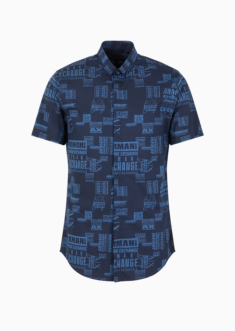 A|X Armani Exchange Men's Slim-Fit All-Over Logo Print Shirt