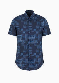 A|X Armani Exchange Men's Slim-Fit All-Over Logo Print Shirt