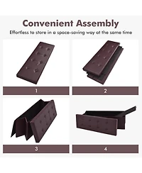 Boyel Living 45 Inch Foldable Storage Ottoman Bench Tufted Leather Large Storage Chest