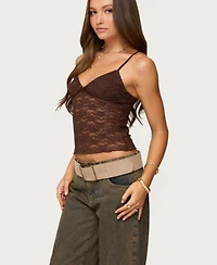 Edikted Women's Eira Sheer Lace Tank Top