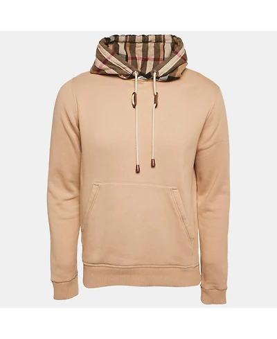 Pre-Owned Burberry Women's Beige Logo Applique Cotton Knit Zip-Up Hoodie