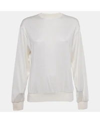 Pre-Owned Burberry Women's Beige Logo Applique Cotton Knit Zip-Up Hoodie