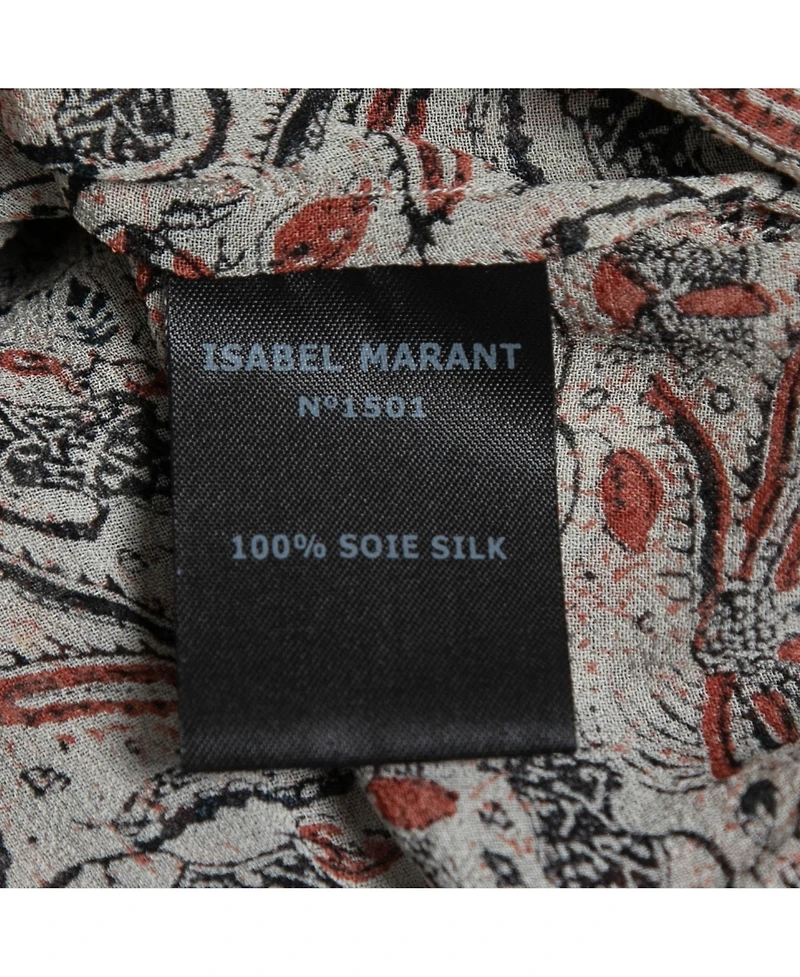 Pre-Owned Isabel Marant Women's Grey Printed Chiffon Silk Sleeveless Top