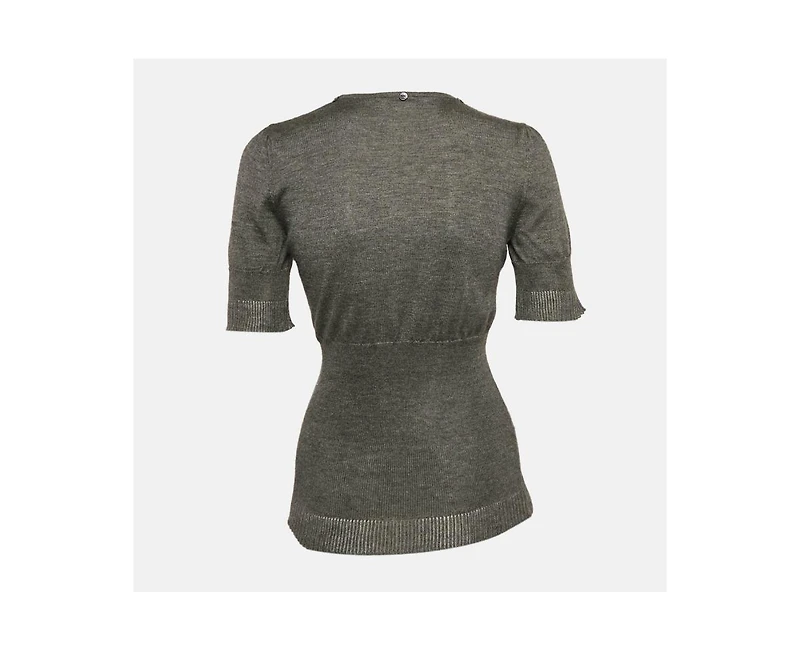 Pre-Owned Dolce & Gabbana Women's Grey Stretch Knit Short Sleeve Jumper