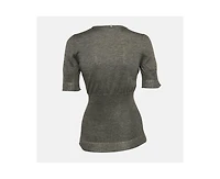 Pre-Owned Dolce & Gabbana Women's Grey Stretch Knit Short Sleeve Jumper