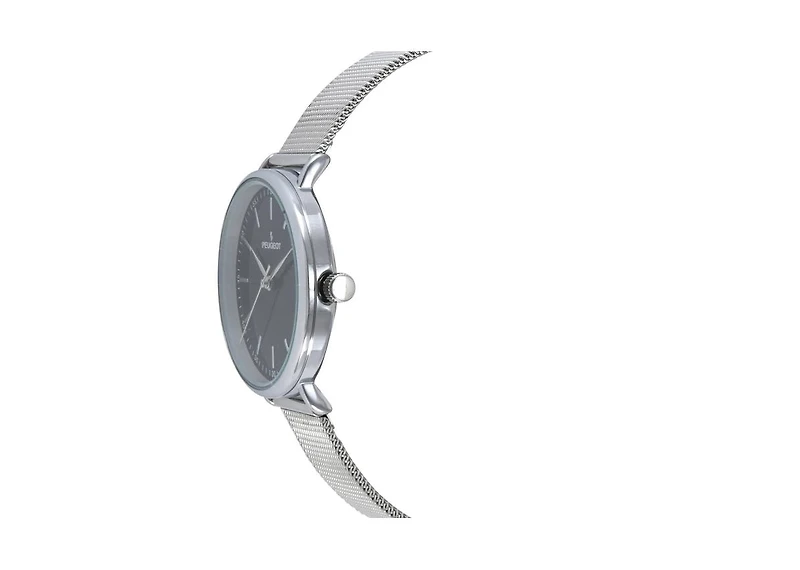Peugeot Women's 30mm Black Sleek Stainless Steel Mesh Band Watch