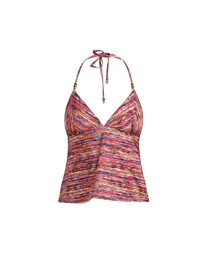 Sunshine 79 Women's Shimmer Ripple Halter Midkini Top