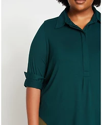 Universal Standard Womens Plus Elbe Popover Liquid Jersey Shirt Classic Fit