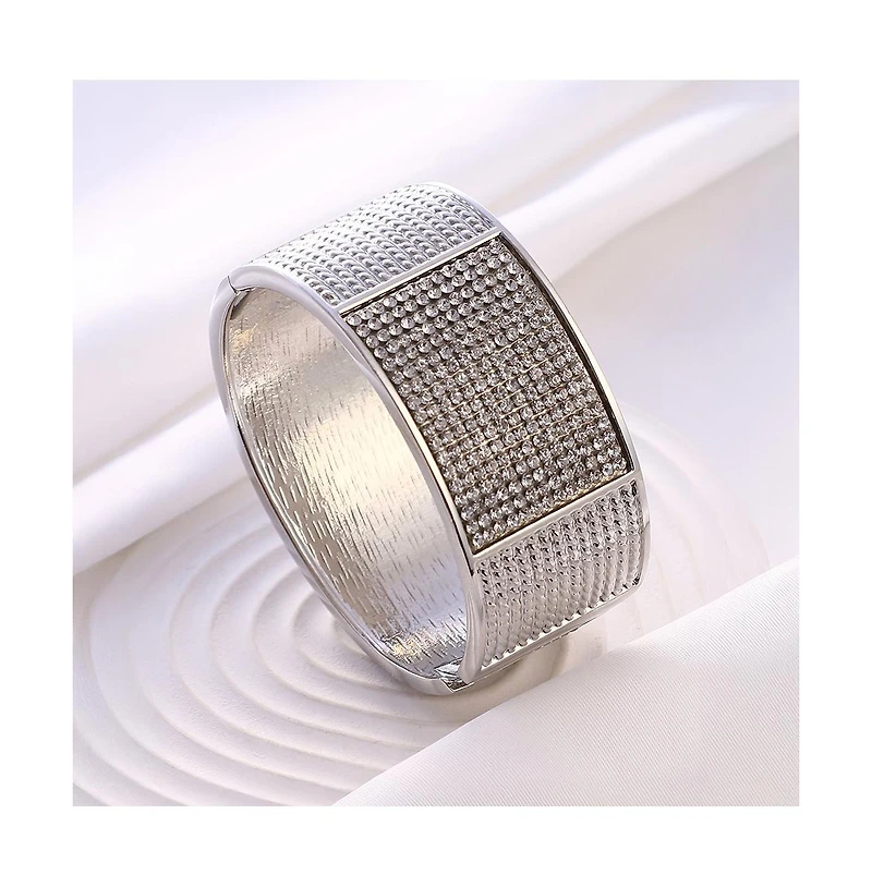 Sohi Women's The Cristal-Bijou Cuff Bracelet - Crystal Silver