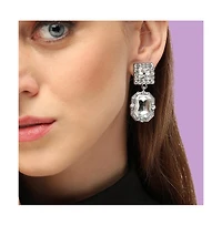 Sohi Women's Silver Crystal Drop Earrings