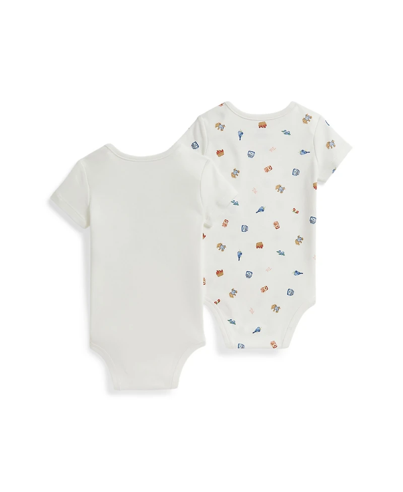 Polo Ralph Lauren Baby Girls' Printed Short-Sleeve Bodysuit, 2-Piece Set