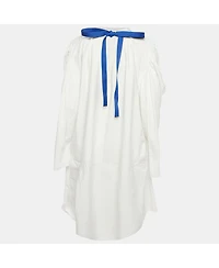 Pre-Owned Marni Women's White Striped Cotton Loose Fit Midi Dress