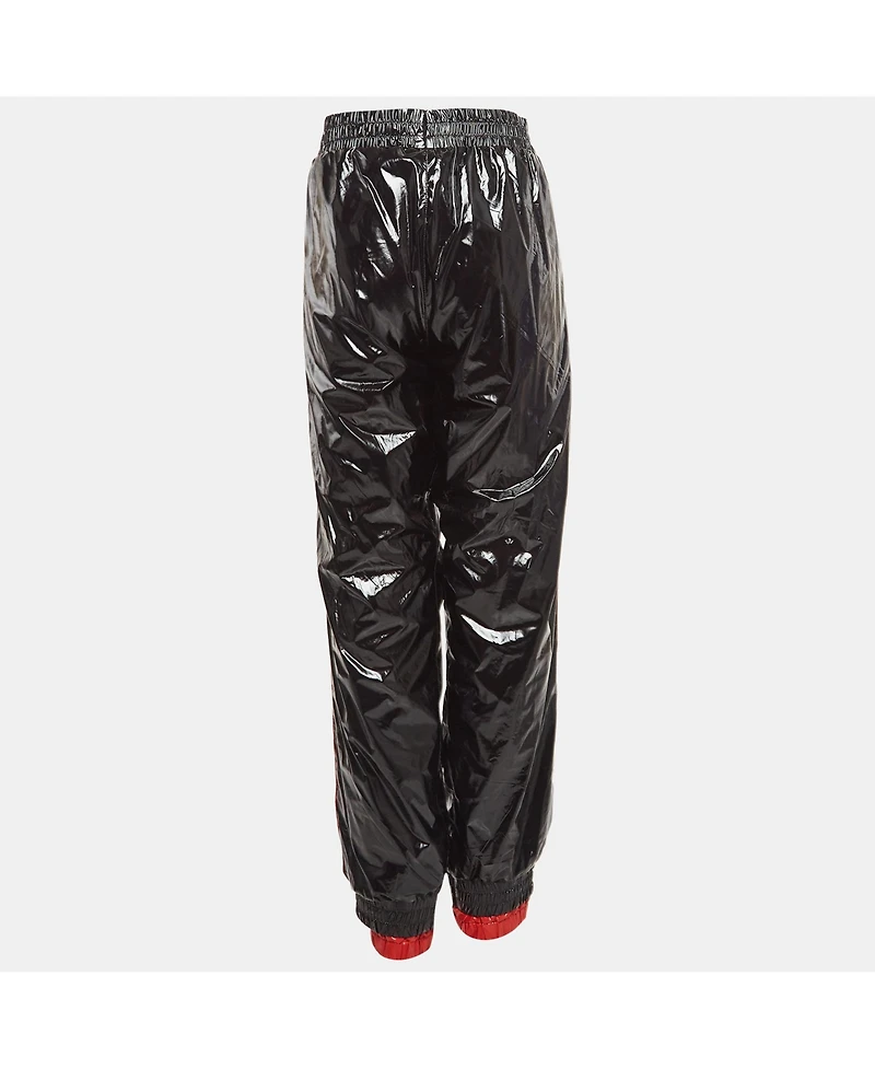 Pre-Owned Moncler Women's X Palm Angels Black Side Stripe Synthetic Logo Applique Joggers