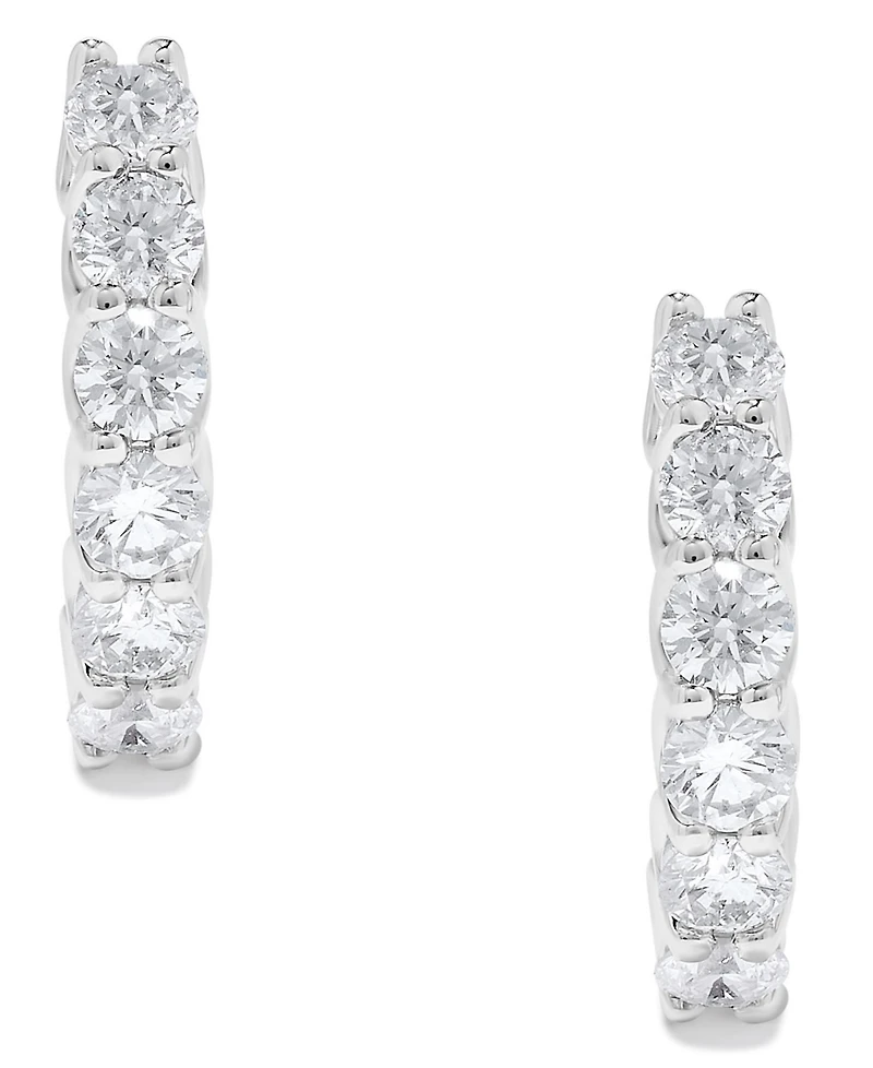 Macy's Diamond Hoop Earrings (1 ct. t.w.) in 14k White Gold