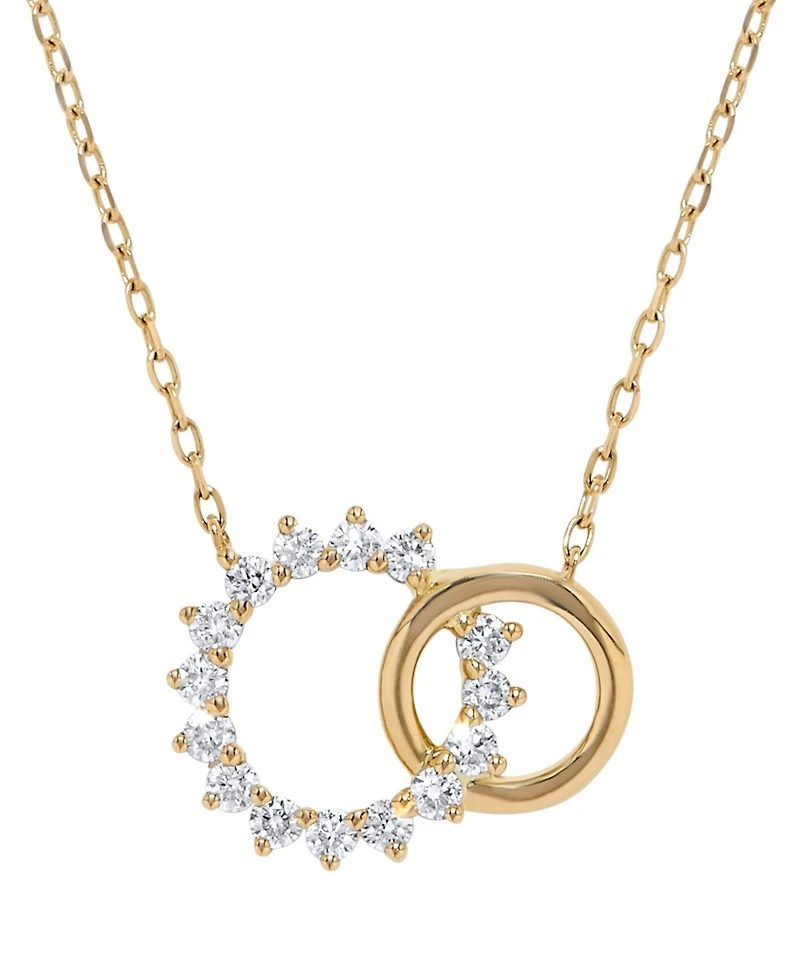 Macy's Double Circle Diamond Necklace (3/8 ct. t.w.) in 14k Yellow Gold