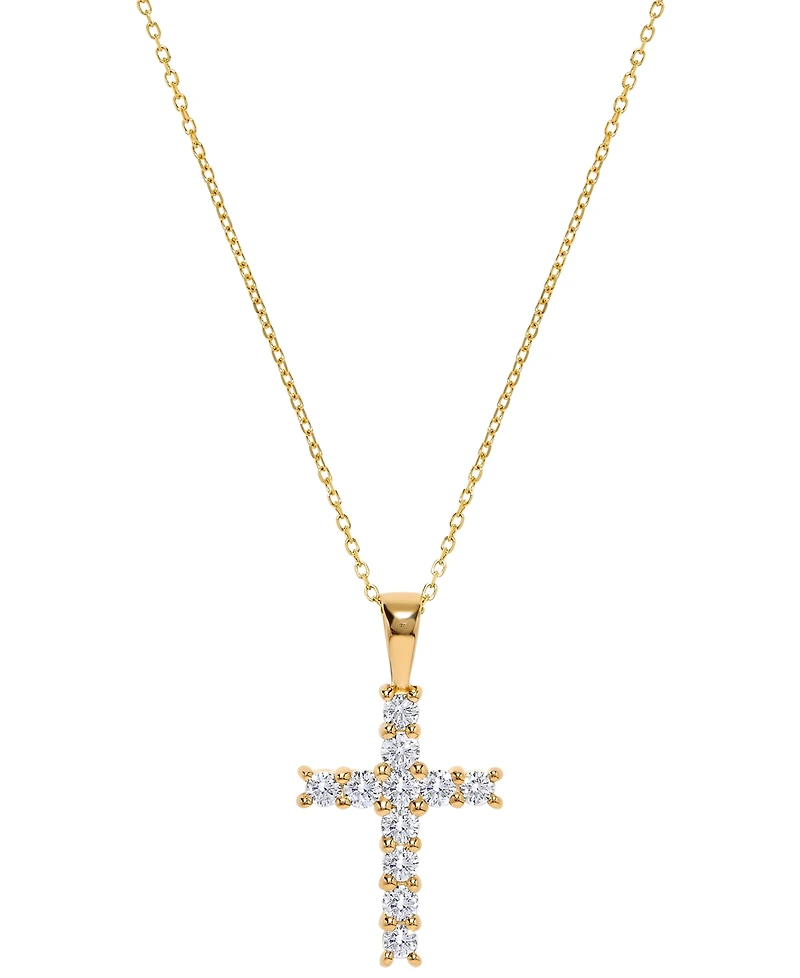 Macy's Diamond Cross Pendant Necklace (5/8 ct. t.w.) in 14k Yellow Gold