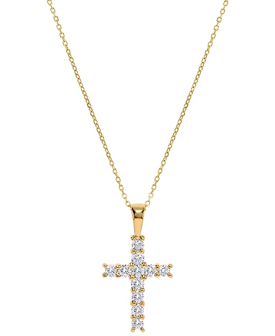 Macy's Diamond Cross Pendant Necklace (5/8 ct. t.w.) in 14k Yellow Gold