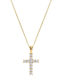 Macy's Diamond Cross Pendant Necklace (5/8 ct. t.w.) in 14k Yellow Gold