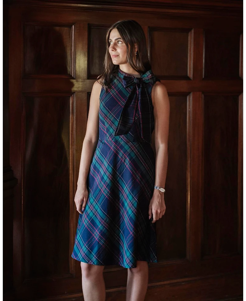 Hope & Henry Women's Organic Sleeveless Bow Neck Dress