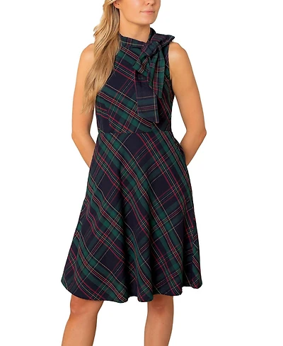 Hope & Henry Women's Organic Sleeveless Bow Neck Dress