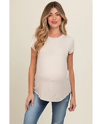 Pinkblush Maternity Beige Basic Short Sleeve Top