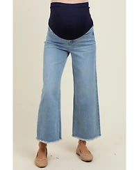 Pinkblush Maternity Blue Fringe Hem Ankle Wide Leg Jeans