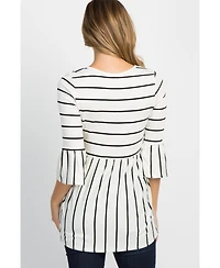Pinkblush Maternity Ivory Striped Peplum Ruffle Top