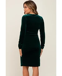 Pinkblush Maternity Burgundy Velvet Long Sleeve Side Slit Dress