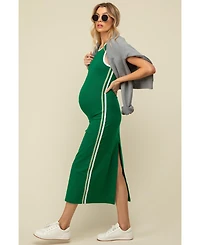 Pinkblush Maternity Green Sleeveless Contrasting Stripe Maxi Dress
