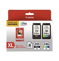 Canon 8278B005 (Pg-245XL/Cl-246XL) 180/300 Page-Yield Ink/Paper Combo - Black/Tri-Color