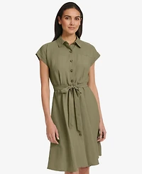Calvin Klein Women's Belted Cap-Sleeve Shirtdress