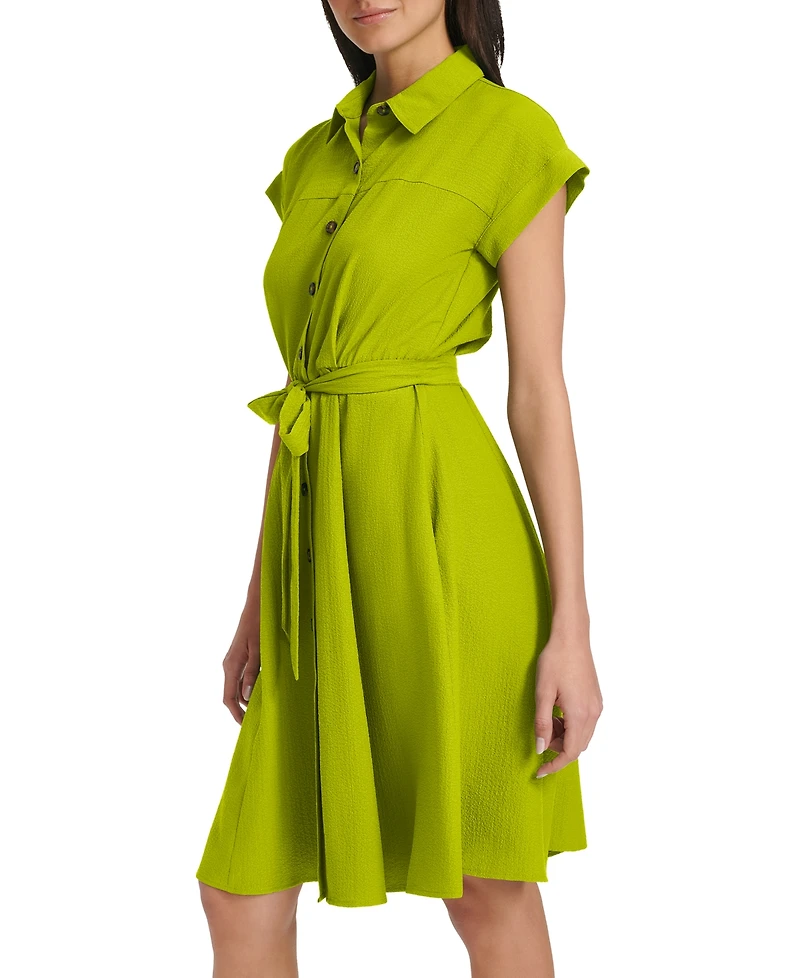 Calvin Klein Women's Belted Cap-Sleeve Shirtdress