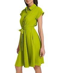 Calvin Klein Women's Belted Cap-Sleeve Shirtdress