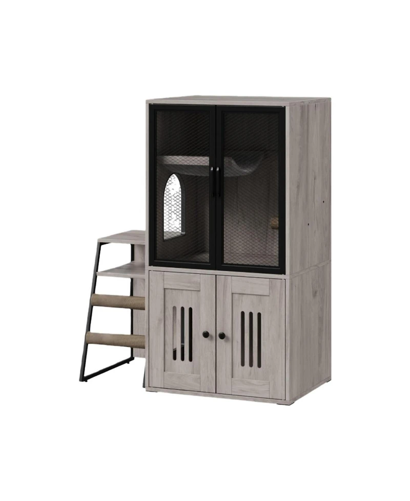 Gaomon 2-in-1 Cat Litter Box Enclosure Furniture with Doors