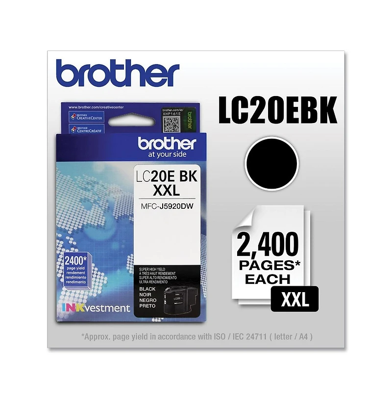 Brother LC20EBK INKvestment 2,400 Page-Yield Super High-Yield Ink - Black
