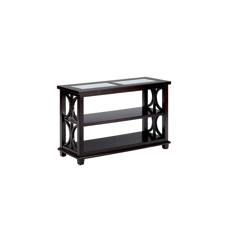 Jofran Panama Brown Contemporary Wood and Glass Sofa Table