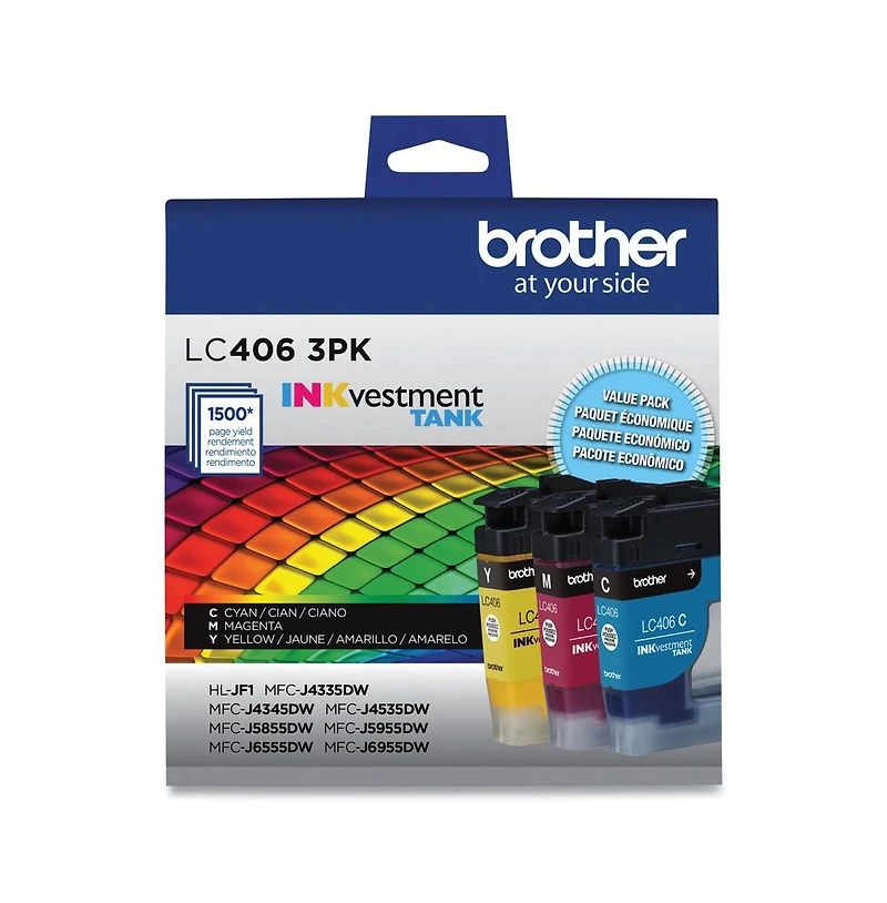 Brother LC4063PK INKvestment 1,500 Page-Yield Ink - Cyan/Magenta/Yellow (3/Pack)