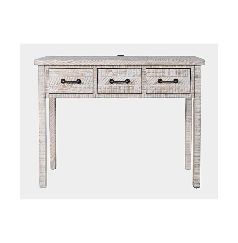 North Coast 42" Washed Finish Three Drawer Usb Charging Sofa Table