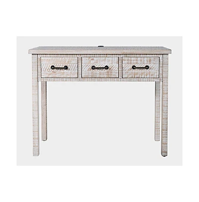 North Coast 42" Washed Finish Three Drawer Usb Charging Sofa Table