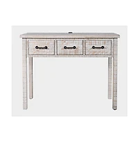North Coast 42" Washed Finish Three Drawer Usb Charging Sofa Table