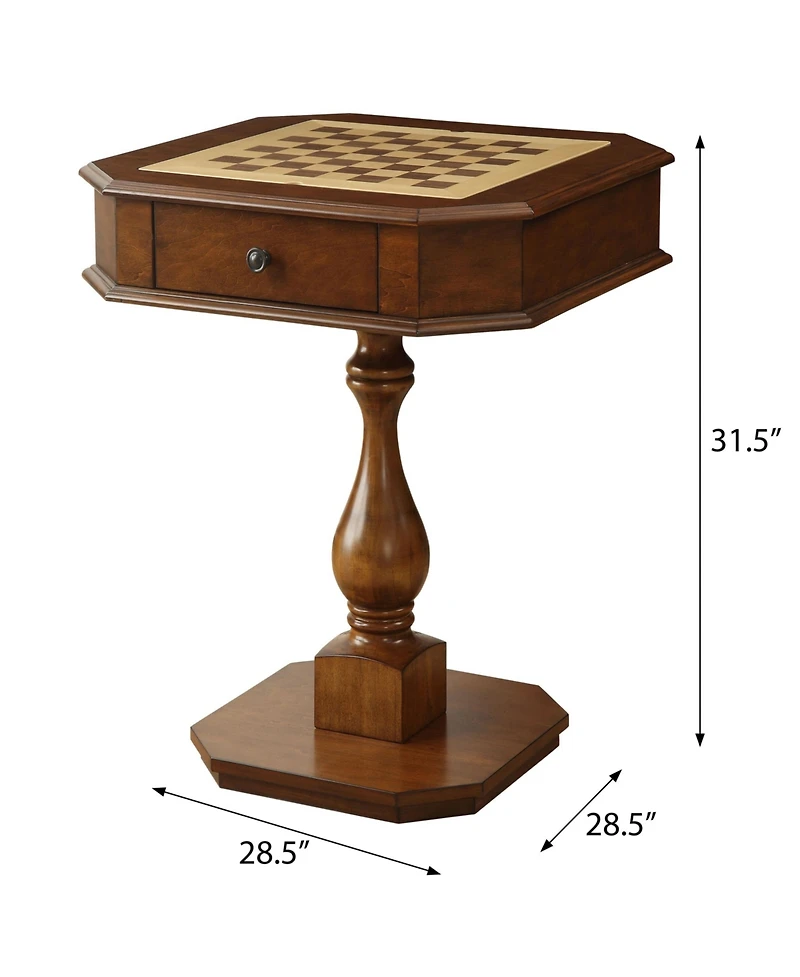 Cherry Wood Game Table with BuiltIn Chessboard and Two Storage Drawers Sturdy Pedestal Base for Organized Gaming and Display