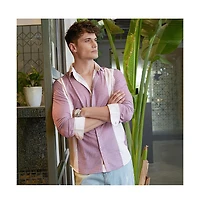 Campus Sutra Men's Mauve Purple & Daisy White Panel-Tactile Shirt