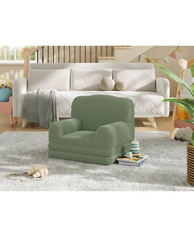 gaomon Kids Sofa Chair, Sherpa Convertible Toddler Couch with Washable Cover, Crown Design Comfy Children's Reading Chair