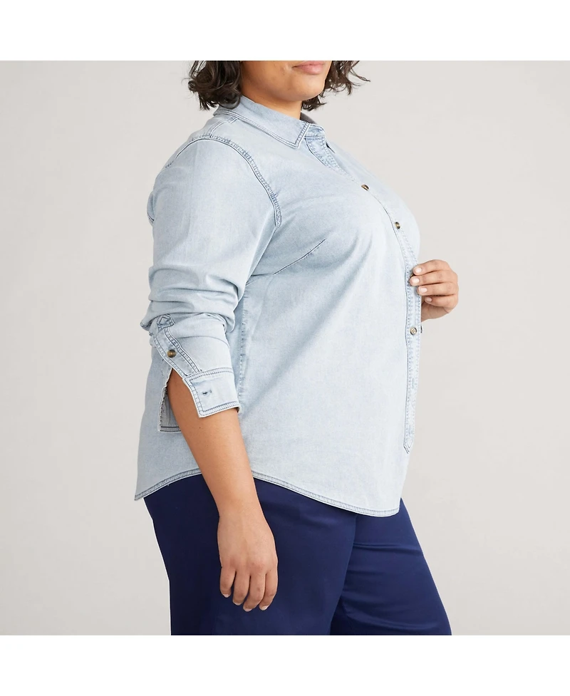 Universal Standard Plus Minimalist Stretch Cotton Chambray Shirt