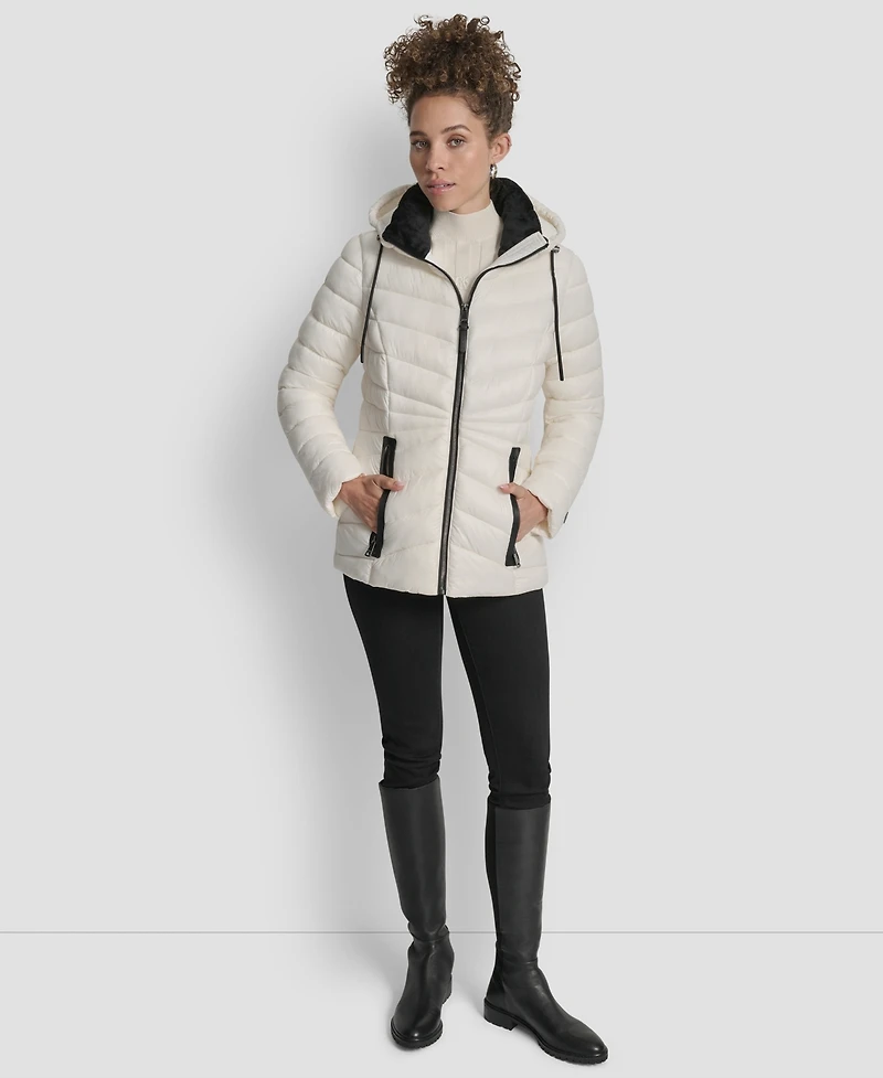 Dkny Women's Stand Collar Zipper-Front Coat