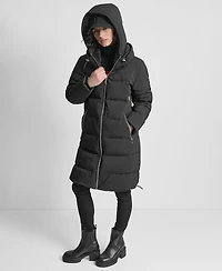 Dkny Women's Stand Collar Zipper Puffer Coat