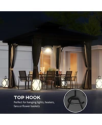 Outsunny 10' x 10' Hardtop Gazebo with Netting & Sidewalls,