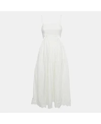 Pre-Owned Zimmermann Women's White Linen Scallop Jude Midi Dress